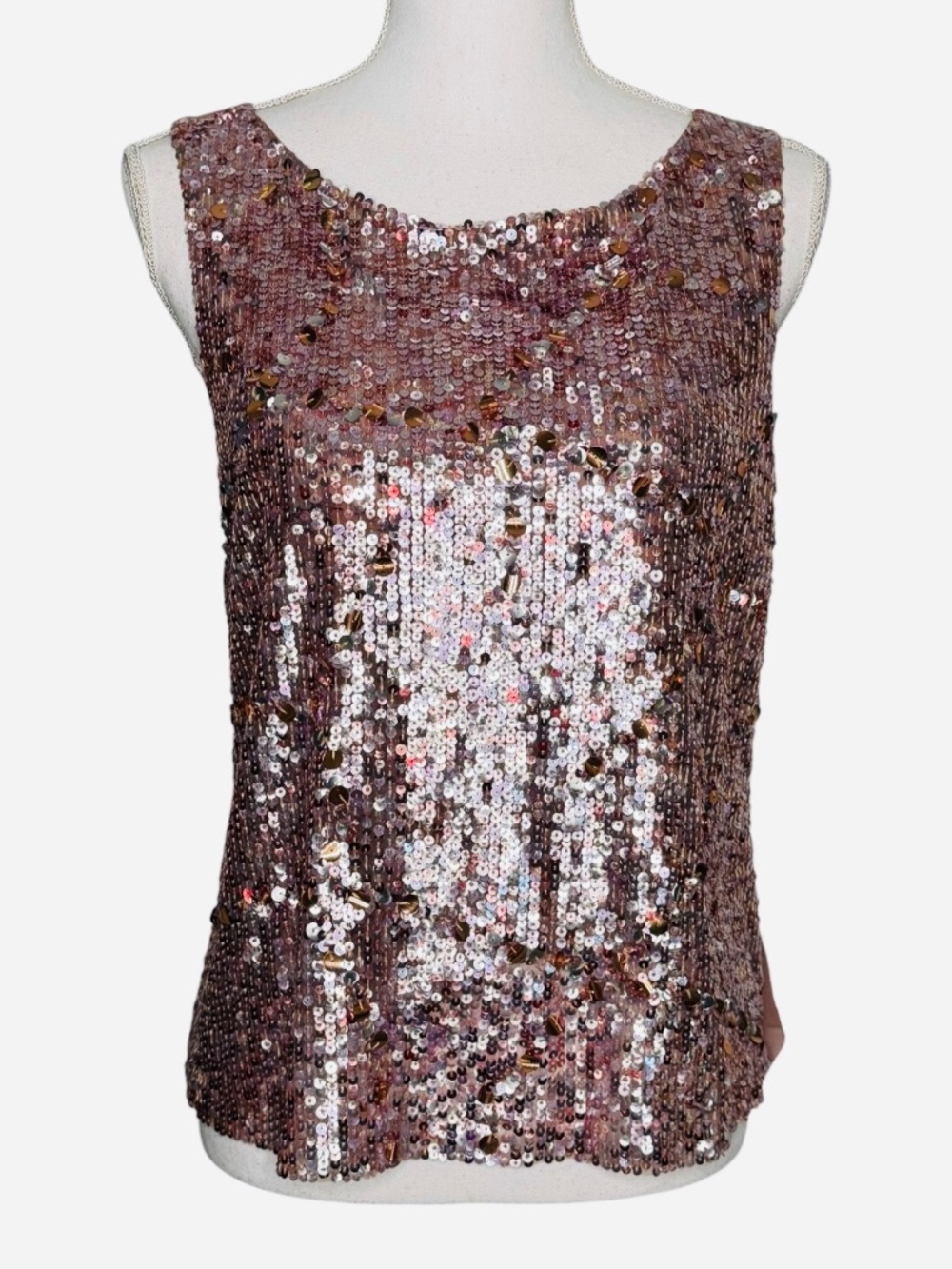 Alice + Olivia Sequin Embellished Sleeveless Top Pink M